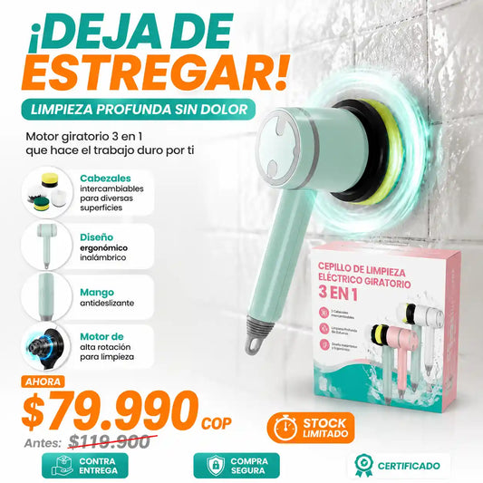 Cepillo de Limpieza Eléctrico Giratorio 3 en 1